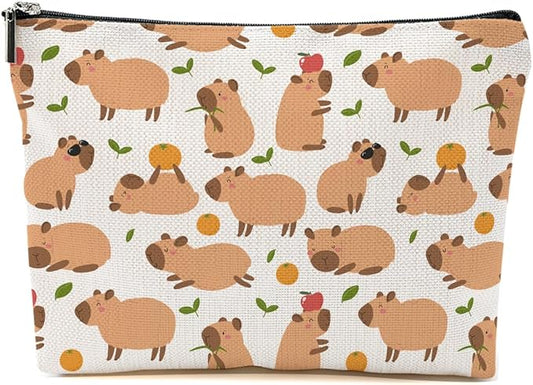 Capybara Makeup Bag, Capybara Gifts for Women, Capybara Lovers Cosmetic Bag Travel Organizer Bags Makeup Pouch, Capybara Stuff Animal Lovers Gifts for Girls Friend Aunt Christmas birthday Gifts