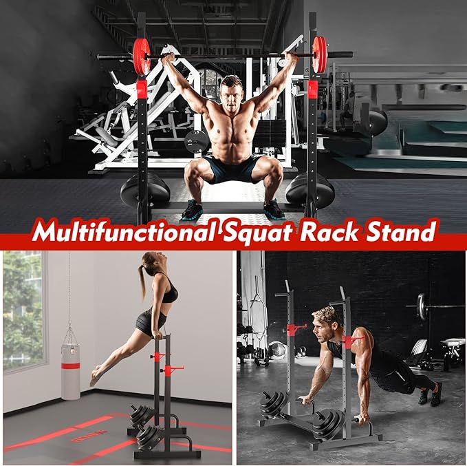 Squat Rack, Barbell Rack, Bench Press 550 LBS Max Load Adjustable Squat Rack Stand Multi-Function Weight Lifting Home Gym - Great for Beginners and Professional Use