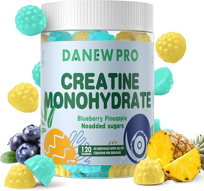 Creatine Monohydrate Gummies 5000mg for Men & Women, Creatine Monohydrate for Muscle Strength, Muscle Builder, Energy Boost, Pre-Workout Supplement(120 Count)-Blueberry Pineapple Flavor.