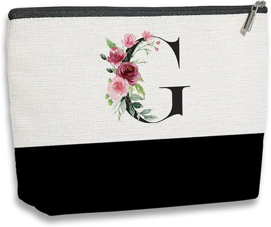 Initial Makeup Bag, Personalized Gifts for Women, Personalized Makeup Bag, Bridesmaid Gifts, Cosmetic bags for Women (Letter G)