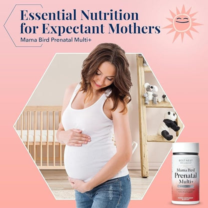 Best Nest Wellness Mama Bird Prenatal Vitamin: Vegan Prenatal Vitamins for Women w/Methylfolate (Folic Acid) w/Organic Herbal Blend, Prenatal Vitamins for Women B12, Choline, Once Daily, 30 Count