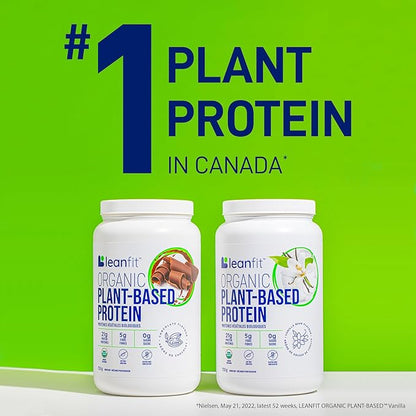 LeanFit Organic Plant-Based Protein Powder, Natural Chocolate Flavor - Vegan, USDA Organic Certified, Soy-Free, Gluten-Free, Dairy-Free, Sugar-Free, Non-GMO - 21g Protein, 18 Servings, 1.58 Pound Tub