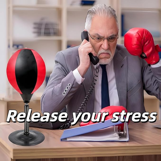 Desktop Punching Stress Bag with Boxing Gloves - Buster with Suction Cup for Office Table and Counters,Heavy Duty Stress Relief Ball,Desk Boxing Punch Ball,Funny Gifts for Office Coworkers and Kids