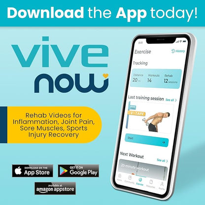 Vive Kinesiology Tape (105 Feet) - Therapeutic Athletic Support Tape - Uncut Kensio Roll - Muscle and Joint Recovery for Shoulder, Back, Knee, Elbow and Ankle Pain Relief - Waterproof for Sports
