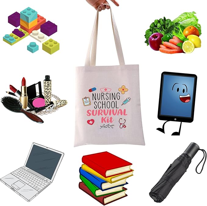 WCGXKO Nurse Gift Nurse Cosmetics Gift Nursing School Survival kit Gift for RN CNA LPV BSN LVP (NURSING SCHOOL tote)