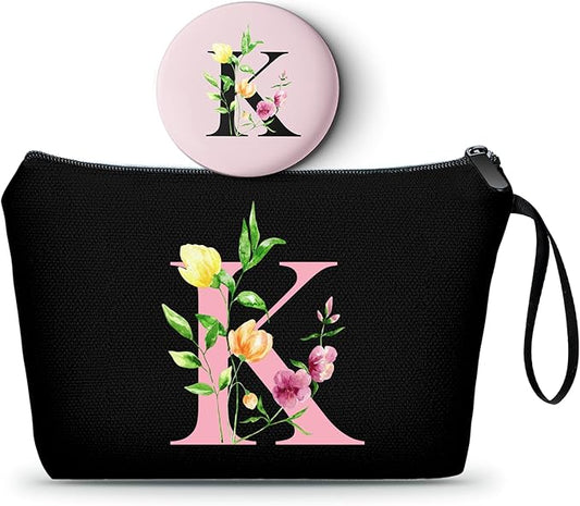 SEAMOON Mom Birthday Thank You Appreciation Gifts for Women Aunt Teacher Coworkers Bride Bridesmaid Monogrammed Travel Makeup Cosmetic Bag with Mirror Valentines Mothers Day Christmas Graduation K