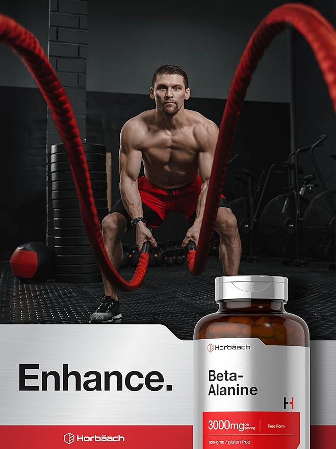 Horbäach Beta Alanine Capsules | 3000mg | 180 Count | Non-GMO, Gluten Free Supplement