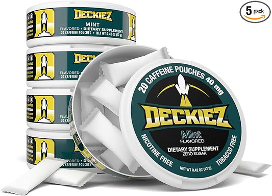 Caffeine Pouches, 5 Cans (100 Pouches), Pre Workout Pouches, Coffee Pouches & Energy Drink Alternative, 40mg Caffeine per Pouch, Sugar Free Caffeine Supplement, Mint Flavor
