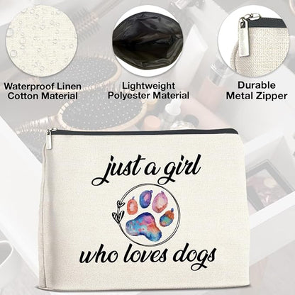 Dogs Lover Gifts Makeup Bag Just a Girl Who Loves Dogs Cosmetic Bag Zipper Makeup Pouch