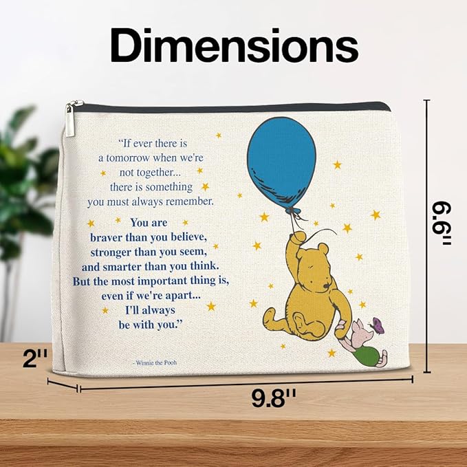 YeleY Inspirational for Women, Friendship Gifts, Winnie the Pooh Pooh Bear Makeup Bag for Teens Women Friends