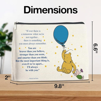 YeleY Inspirational for Women, Friendship Gifts, Winnie the Pooh Pooh Bear Makeup Bag for Teens Women Friends