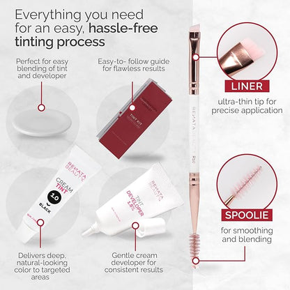 RB RENATA BEAUTY Tint Kit – Cream Hair Dye Kit with Developer and Application Brush for Spot Coloring - Covers Gray Hairs, Smudge-Proof, Long-Lasting Up to 4 Weeks, 20 Applications [Black]