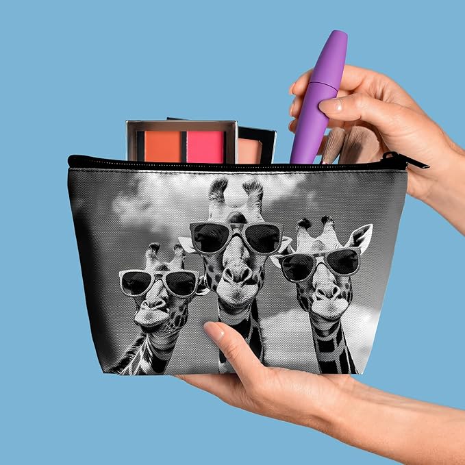 Novelty Makeup Bag for Purse - Giraffe Travel Bags Cute Cosmetic Bag for Women Makeup Organizer for Travel Essentials