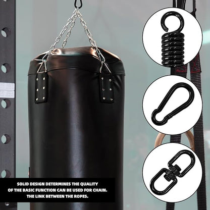 Heavy Bag Spring Punching Bag Hanging Kit with Swivel & 2 Carabiners, 360° Rotational Heavy Duty Punching Bag Hanger Mount Accessory for Boxing Bag, Heavy Bag, Gym Swing, Trapeze