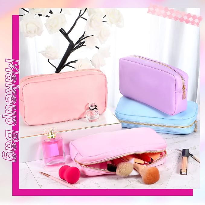Sweetude 6 Pcs Nylon Makeup Bag Travel Nylon Pouch Zipper Cosmetic Bag for Purse Women Girls Organizer Makeup Pouch for Birthday Wedding Mother's Day Graduation Gifts(M,Assorted Color)