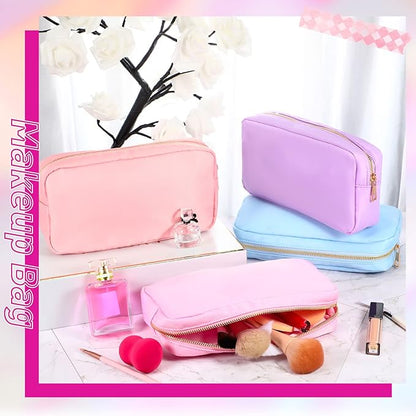 Sweetude 6 Pcs Nylon Makeup Bag Travel Nylon Pouch Zipper Cosmetic Bag for Purse Women Girls Organizer Makeup Pouch for Birthday Wedding Mother's Day Graduation Gifts(M,Assorted Color)
