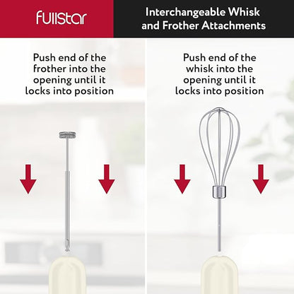 fullstar Immersion Blender Set, 9-Speed 500W Handheld Electric Hand Mixer, Smoothie Blender (3-in-1, White)