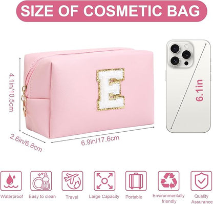 Birthday Gifts for Women Her,Travel Cute Makeup Bag,Large Capacity Cosmetic Bags for Women Makeup Pouch PU Leather Waterproof Cosmetic Bag (E, Pink)