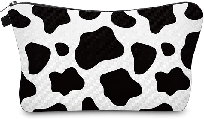 Cute Travel Makeup Bag Cosmetic Bag Small Pouch Gift for Women (Cow Print)