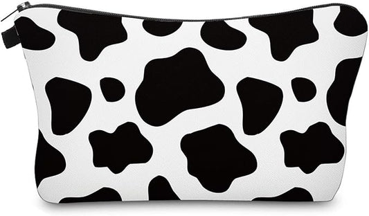 Cute Travel Makeup Bag Cosmetic Bag Small Pouch Gift for Women (Cow Print)