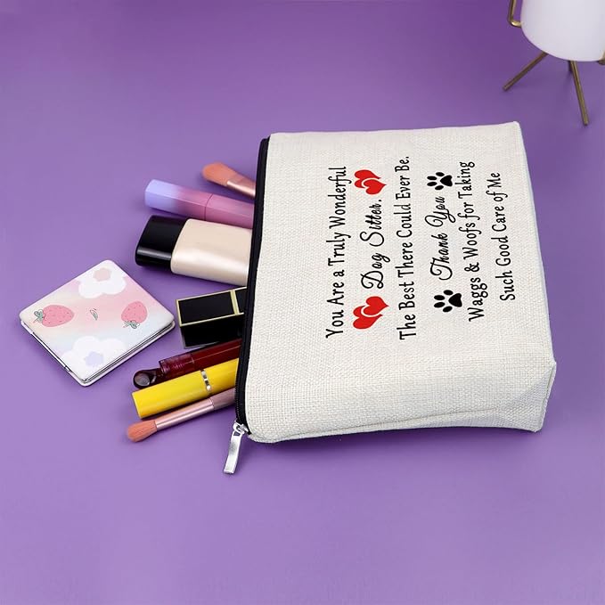 Pet Sitter Appreciation Travel Makeup Bags Cosmetic Organizer Bag Animal Trainer Thank You Gift Dog Lover Gifts for Girls Dog Sitter Christmas Birthday Present