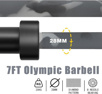 7ft Olympic Barbell for Strength Training and Olympic Weightlifting 500 700 700 1000LBS 1000LBS Capacity 2 Inch