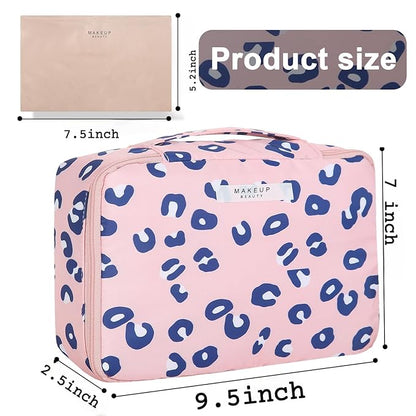 Travel Makeup Bag Cosmetic Bag Makeup Bag Toiletry bag for women and men (Pink Leopard)
