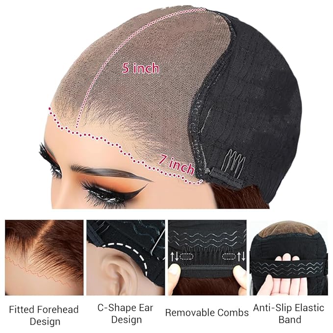 Ombre Lace Front Wig Human Hair stright 9x6 Short Bob Glueless Wigs Human Hair Pre Plucked Pre Cut 200% Density Blonde Highlight wigs For women 8Inch（#4/27 Piano Colored）