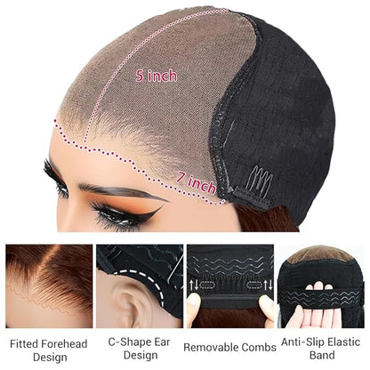 Ombre Lace Front Wig Human Hair stright 9x6 Short Bob Glueless Wigs Human Hair Pre Plucked Pre Cut 200% Density Blonde Highlight wigs For women 8Inch（#4/27 Piano Colored）