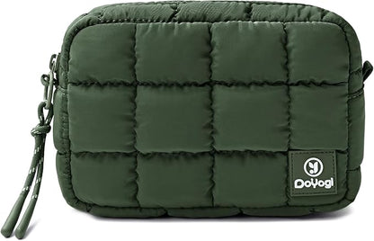 Quilted Cosmetic Bag, Puffer Makeup Bags, Crossbody Purses for women,Cute Travel Toiletry Bag for Women (Green)