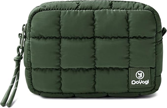 Quilted Cosmetic Bag, Puffer Makeup Bags, Crossbody Purses for women,Cute Travel Toiletry Bag for Women (Green)