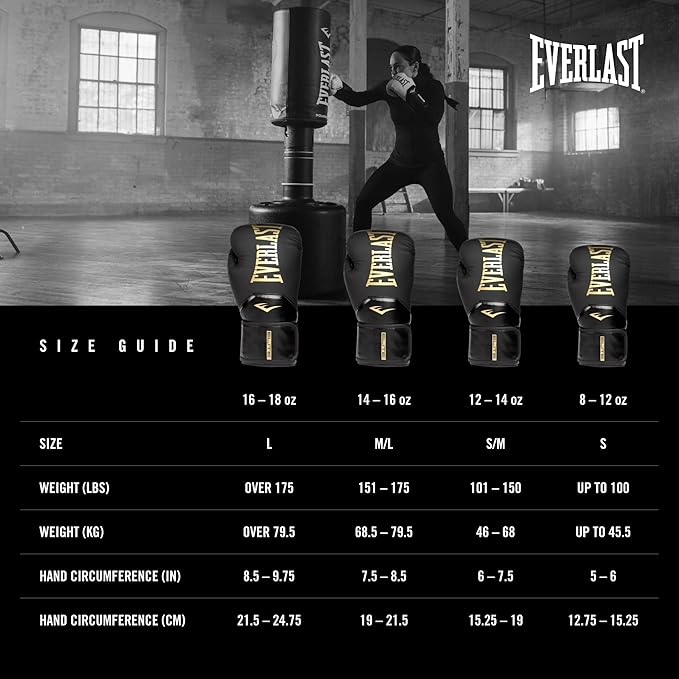 Everlast Elite 2 Boxing Gloves, Pro Training Gloves for Men and Women, Secure Fit Hook and Loop Closure & Ventilation, Heavy Bag & Speedbag Training.