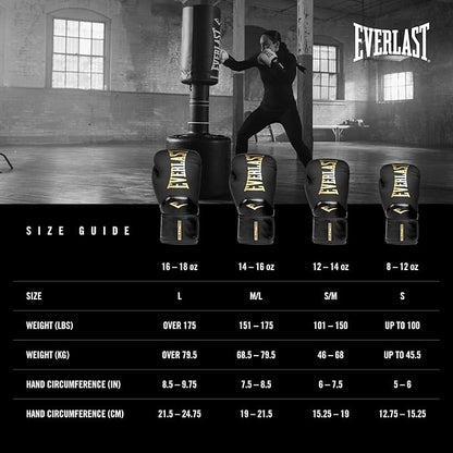 Everlast Elite 2 Boxing Gloves, Pro Training Gloves for Men and Women, Secure Fit Hook and Loop Closure & Ventilation, Heavy Bag & Speedbag Training.