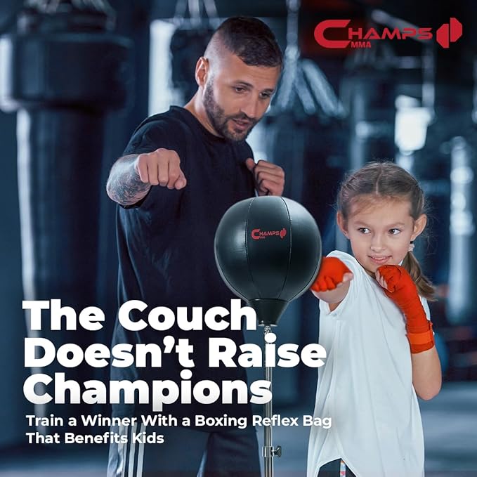 Champs MMA Boxing Freestanding Reflex Bag Dummy, Punching Bag with Stand and Gloves Set, Exercise Equipment for Agility, Hand-Eye Coordination Workout Kit