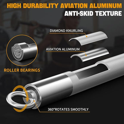DASKING Barbell Bar - Upgraded Multifunction 4ft Weight 1.1 Inch 2 Spring