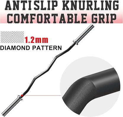 NW Curl Bar 4 Feet Super Curl Barbell 330lb Capacity 2 Inch