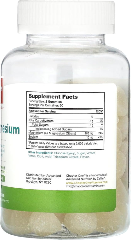 Chapter One Magnesium Gummies for Kids & Adults - Natural Calm Gummies - Calm Magnesium Citrate - Bone and Muscle Function Supplements for Kids & Adults - Mood Support, Kosher Apple Flavor (60)