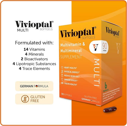 Vivioptal Multi, 90 Softgels, Multivitamin & Multimineral, Gluten Free, German Formula