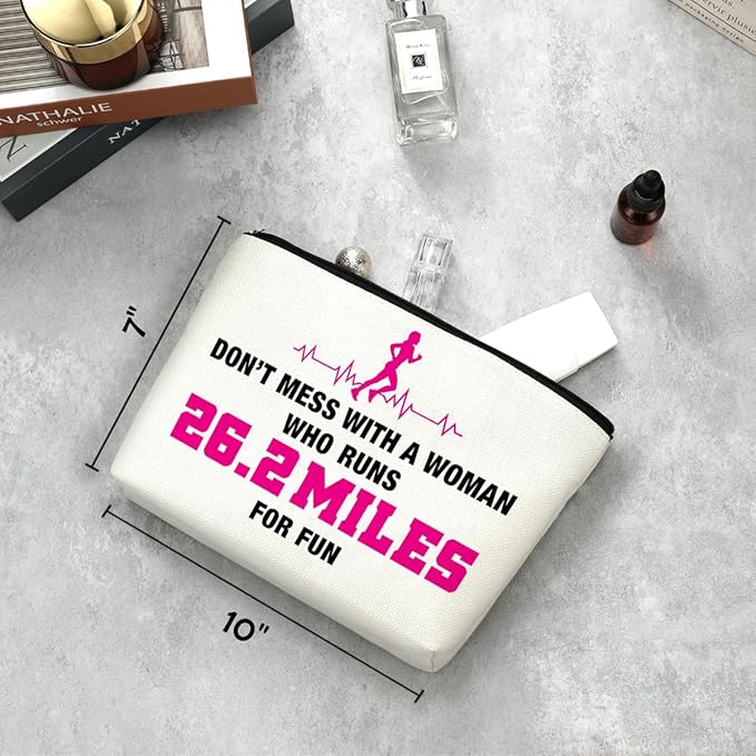 Decohim Inspirational Makeup Bag Cosmetic Bag Travel Pouch Marathon Runner Gifts for Women Birthday Christmas Graduation Gifts for Running Lover Runner Friend Bestie Don't Mess With A Woman
