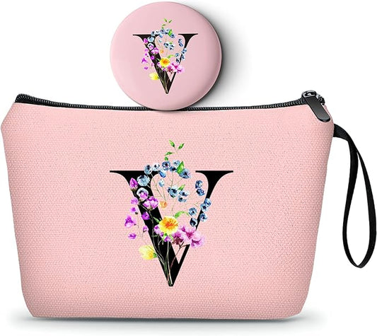 SEAMOON Maid of Honor Friendship Birthday Gifts for Women Her Aunt Sister Bridesmaid Coworkers Bride Personalized Makeup Cosmetic bag with Mirror Mothers Day Christmas Graduation V