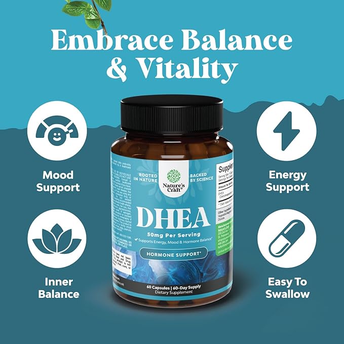 DHEA 50mg for Men and Women - High Strength DHEA Supplement for Women & Men for Enhanced Energy and Hormone Balance for Women & Men - Men and Women's Hormone Balance Supplement (2 Month Supply)