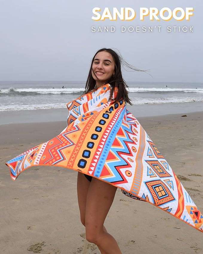 ECCOSOPHY Microfiber Beach Towel - Sand Free Towels 71x35 in
