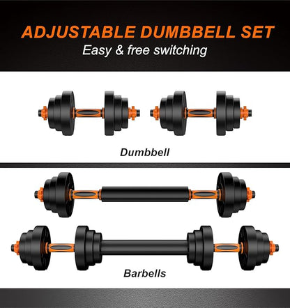 44LB Adjustable Dumbbelsll Set of 2 4 in 1, Barbell