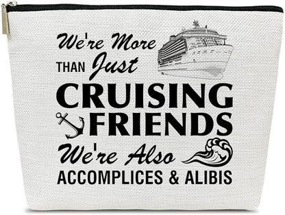 Funny Cruise Makeup Gift Bag, Cruise Lover Summer Vacation Gift, Toiletry Travel Cosmetic Bags With Zipper Organizer For Women Girl Mom Sister Friend