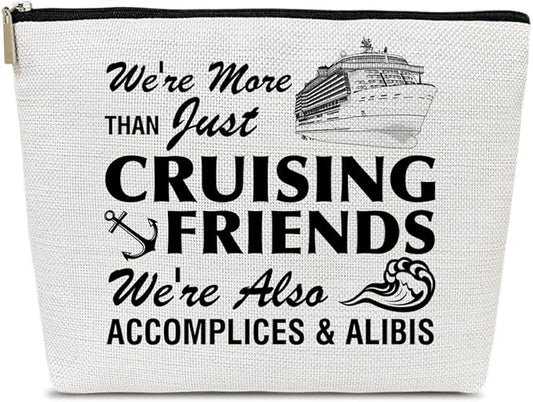 Funny Cruise Makeup Gift Bag, Cruise Lover Summer Vacation Gift, Toiletry Travel Cosmetic Bags With Zipper Organizer For Women Girl Mom Sister Friend