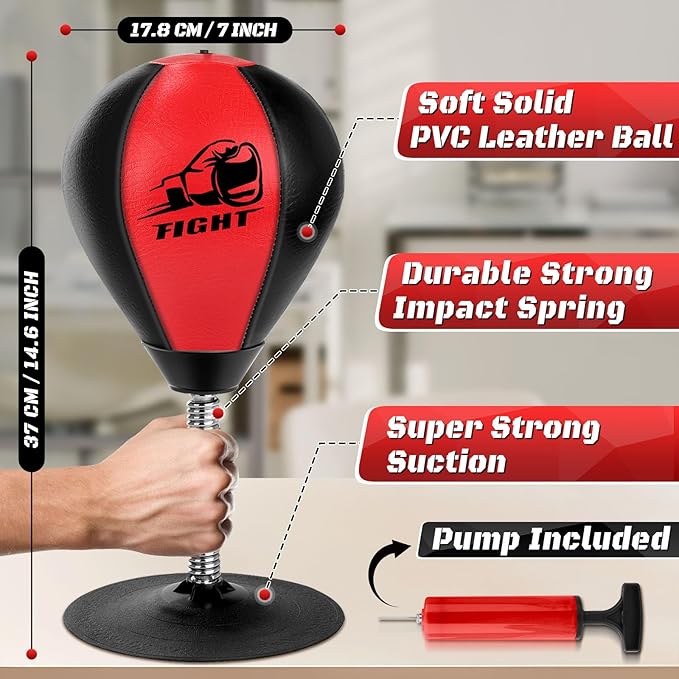 Desktop Punching Bag, Stress Relief Boxing Bag Speed Balls, Desk Punching Bag Stress Buster-Super Suctions to Your Desk, Christmas Thanksgiving White Elephant Gifts for Boss or Coworker