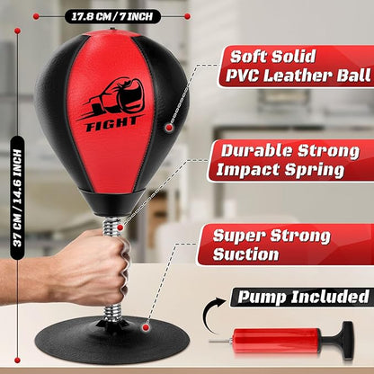 Desktop Punching Bag, Stress Relief Boxing Bag Speed Balls, Desk Punching Bag Stress Buster-Super Suctions to Your Desk, Christmas Thanksgiving White Elephant Gifts for Boss or Coworker