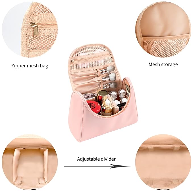 Ethereal Travel Makeup Bag, Toiletry Bag for Women Large Capacity Makeup Organizer Bag Vegan Leather Makeup Brush Organizer Waterproof Cosmetic Bags for Women