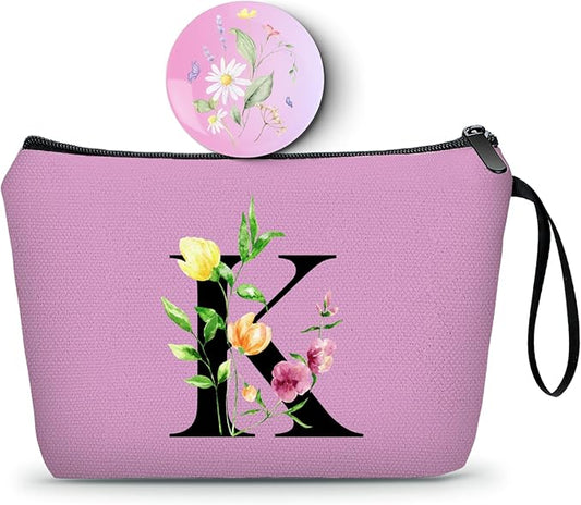 SEAMOON Birthday Thank You Appreciation Monogrammed Gifts for Mom Aunt Teacher Sister Friend Coworkers Bride Bridesmaid Makeup Cosmetic Bag with Mirror Mothers Day Christmas Graduation K