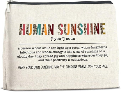 Thank You Gifts for Women Human Sunshine Makeup Bag, Appreciation Gifts for Coworkers Leader Boss Nurse Teacher Friends Cosmetic Bag Zipper Makeup Pouch